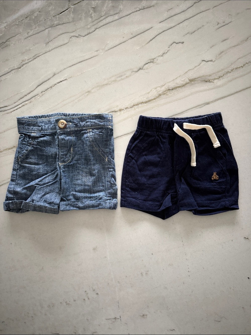 2 Pairs Baby Boy Shorts - Chambray, Navy
